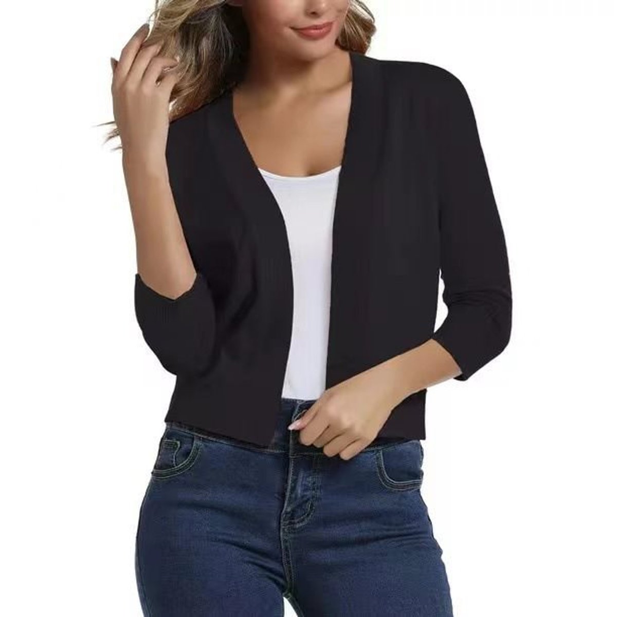Danielle | Elegant Cropped Open-Front Cardigan - Picela