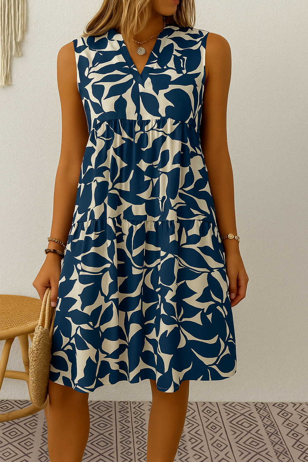 Danielle | Elegant Leaf Tiered Dress - Picela
