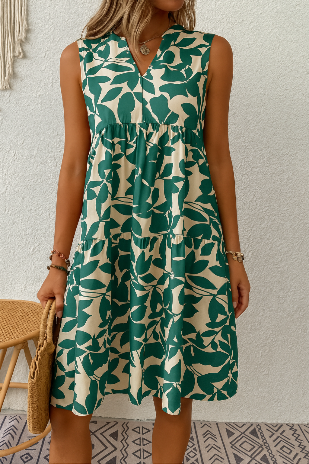 Danielle | Elegant Leaf Tiered Dress - Picela