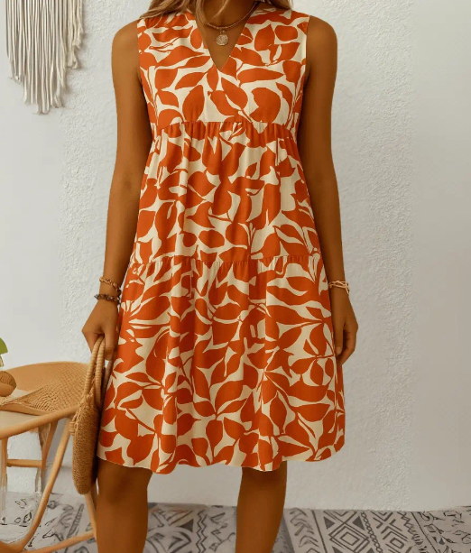 Danielle | Elegant Leaf Tiered Dress - Picela