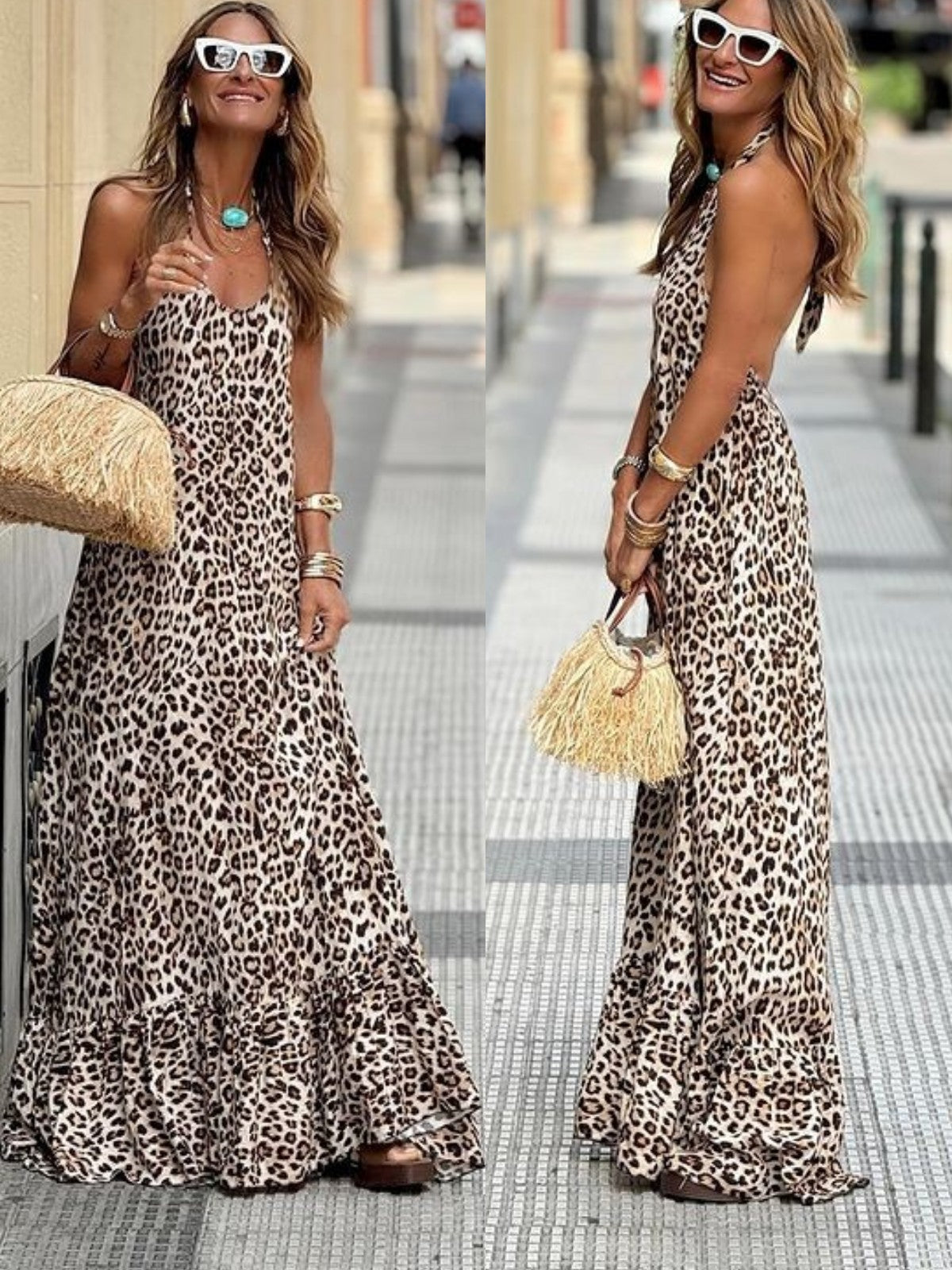 Danielle | Stylish Leopard Maxi Dress - Picela