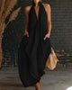 Flowy Cotton Halter Maxi Dress for Women
