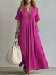 Flowy Pintuck Linen Maxi Dress for Women