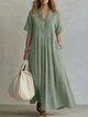 Flowy Pintuck Linen Maxi Dress for Women