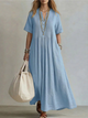 Flowy Pintuck Linen Maxi Dress for Women