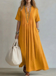Flowy Pintuck Linen Maxi Dress for Women