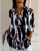 Abstract Button-Up Blouse for Women