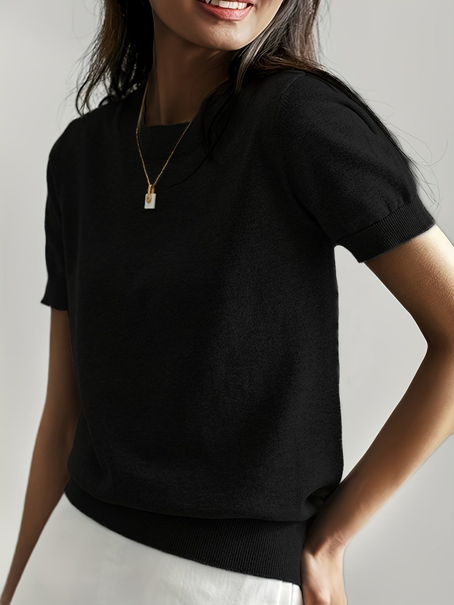 Elizabeth | Classic Short-Sleeve Knit Sweater - Picela