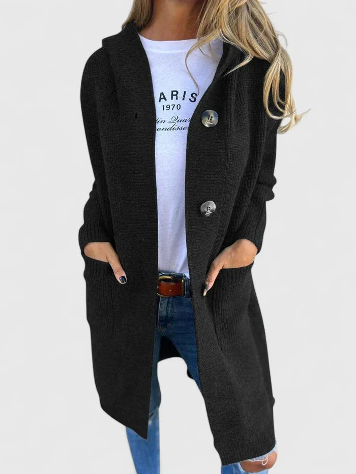 Elizabeth | Elegant Hooded Longline Cardigan - Picela