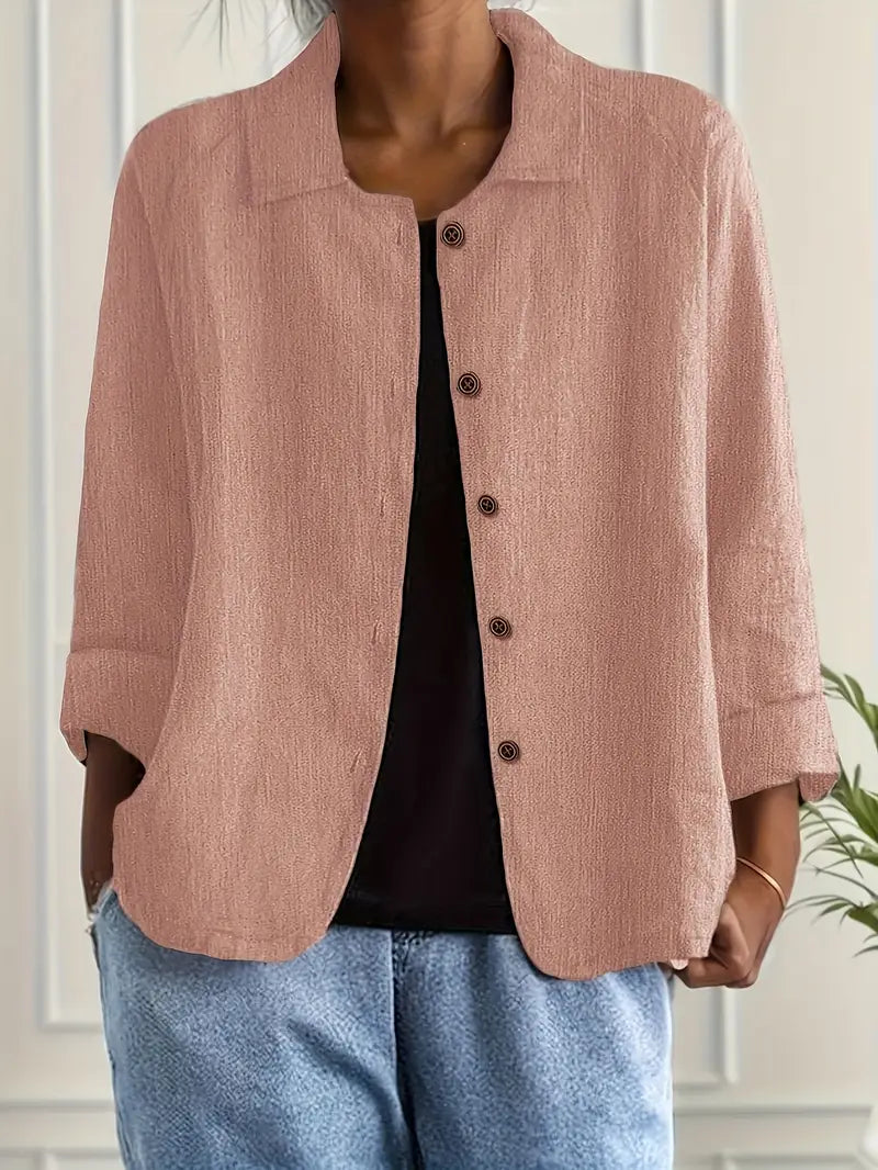 Elizabeth | Elegant Linen Button-Down Jacket - Picela