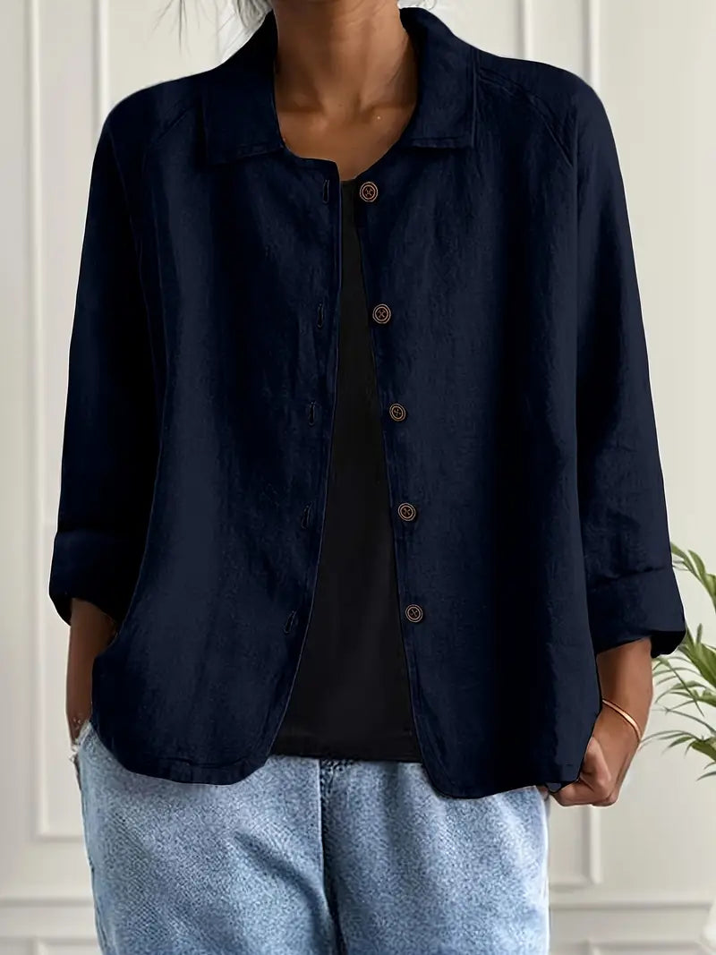 Elizabeth | Elegant Linen Button-Down Jacket - Picela
