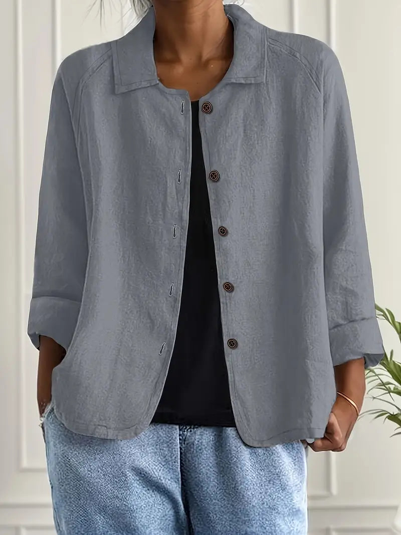 Elizabeth | Elegant Linen Button-Down Jacket - Picela