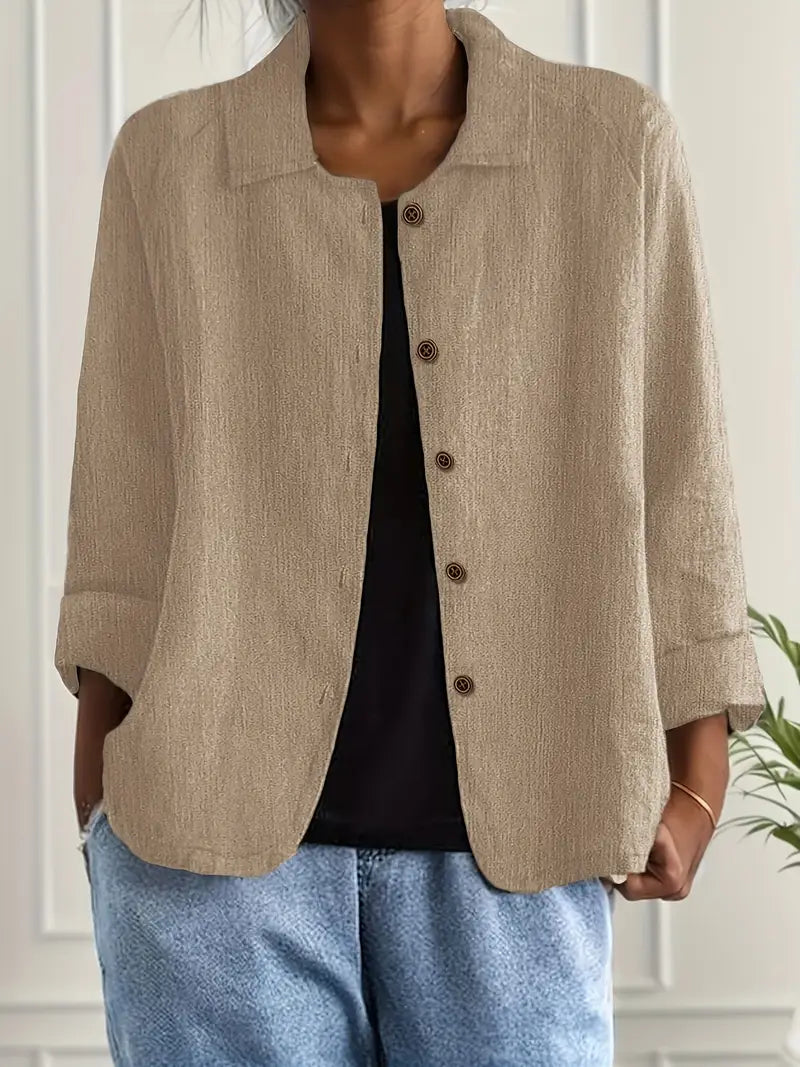 Elizabeth | Elegant Linen Button-Down Jacket - Picela