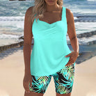 Elizabeth | Elegant Ribbed Tropical Tankini - Picela