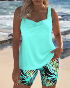 Elizabeth | Elegant Ribbed Tropical Tankini - Picela
