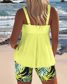 Elizabeth | Elegant Ribbed Tropical Tankini - Picela