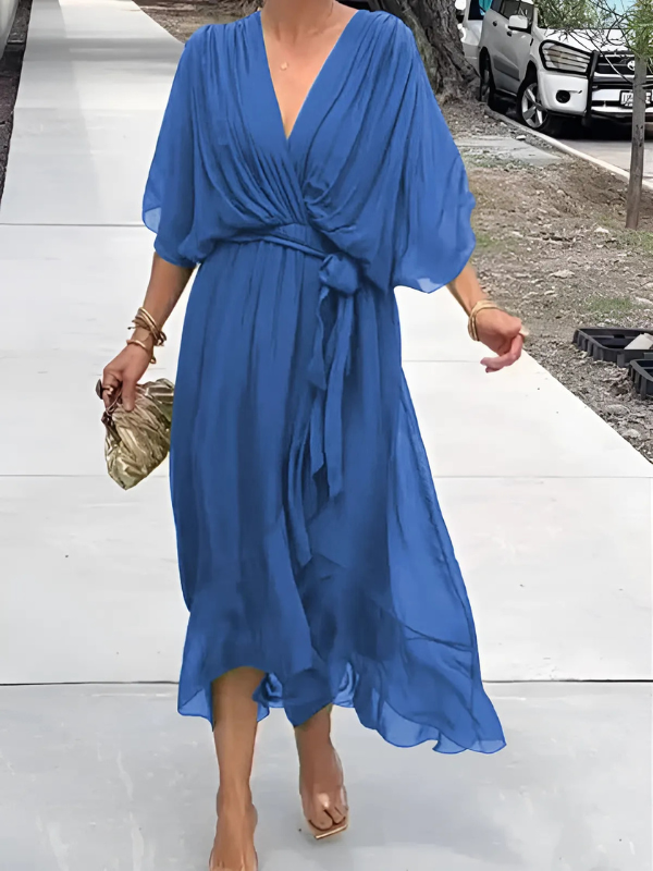 Elizabeth | Flattering Chiffon Midi Dress - Picela