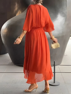Elizabeth | Flattering Chiffon Midi Dress - Picela