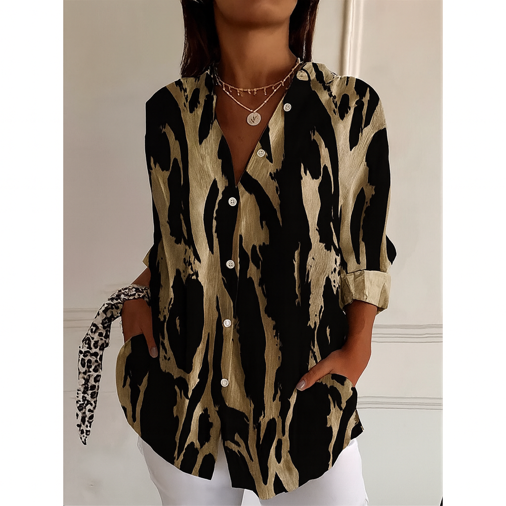 Elizabeth | Stylish Abstract Button-Up Blouse - Picela