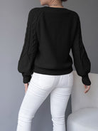 Elsie | Elegant Cable-Knit Lantern-Sleeve Sweater - Picela