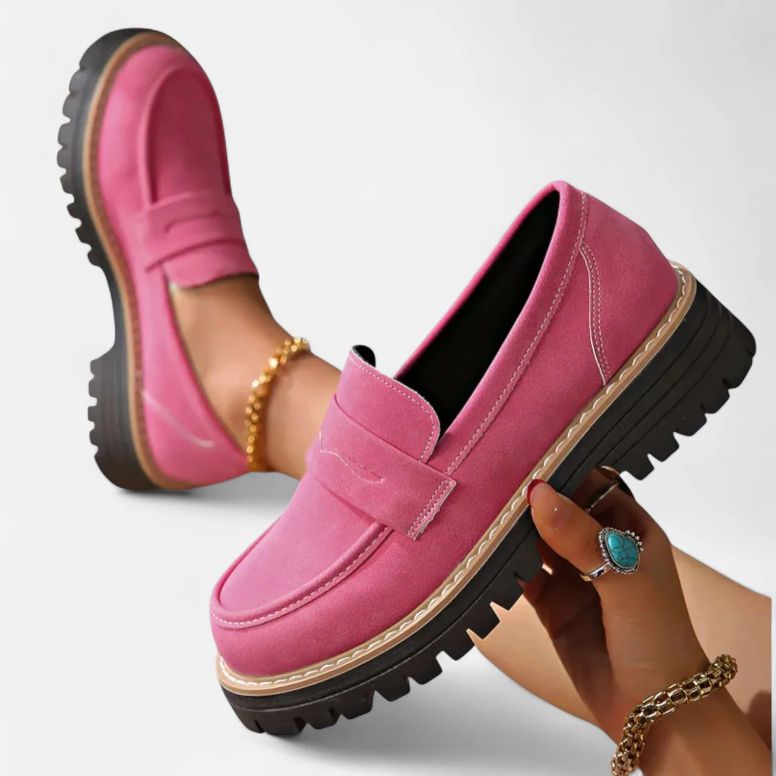 Emily | Classic Suede Penny Flats - Picela