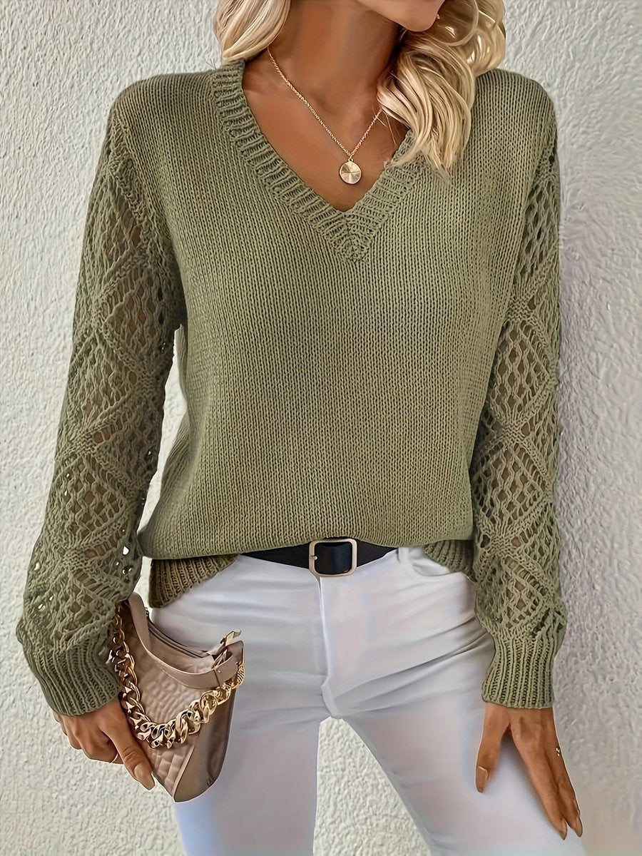 Emily | Elegant Crochet Sleeve Sweater - Picela