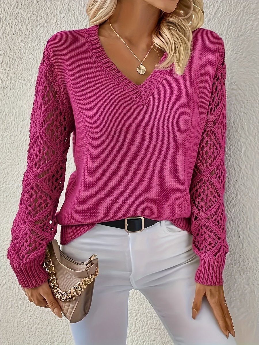 Emily | Elegant Crochet Sleeve Sweater - Picela