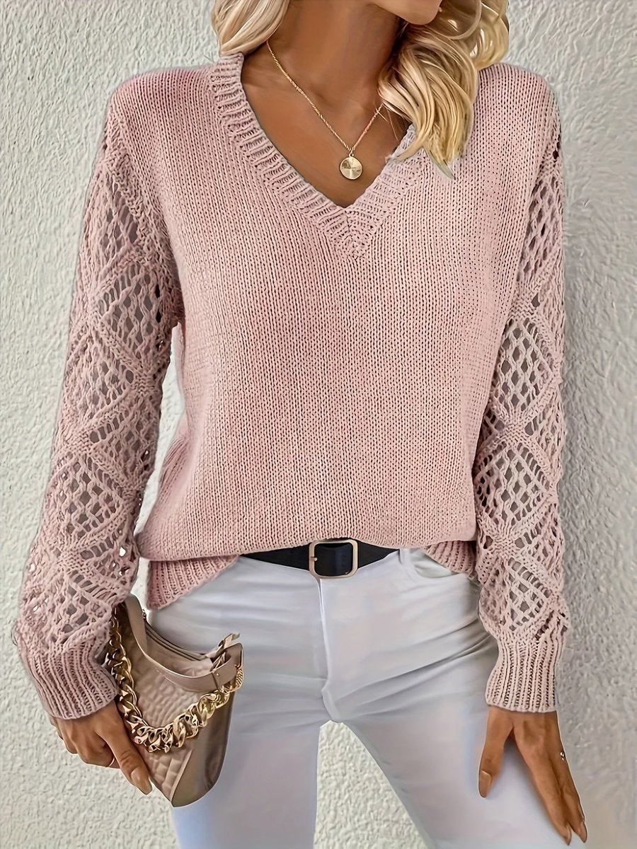 Emily | Elegant Crochet Sleeve Sweater - Picela