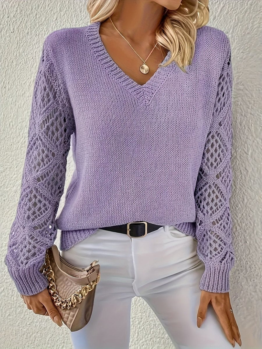 Emily | Elegant Crochet Sleeve Sweater - Picela