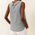 Emily | Elegant Linen Sleeveless Blouse - Picela