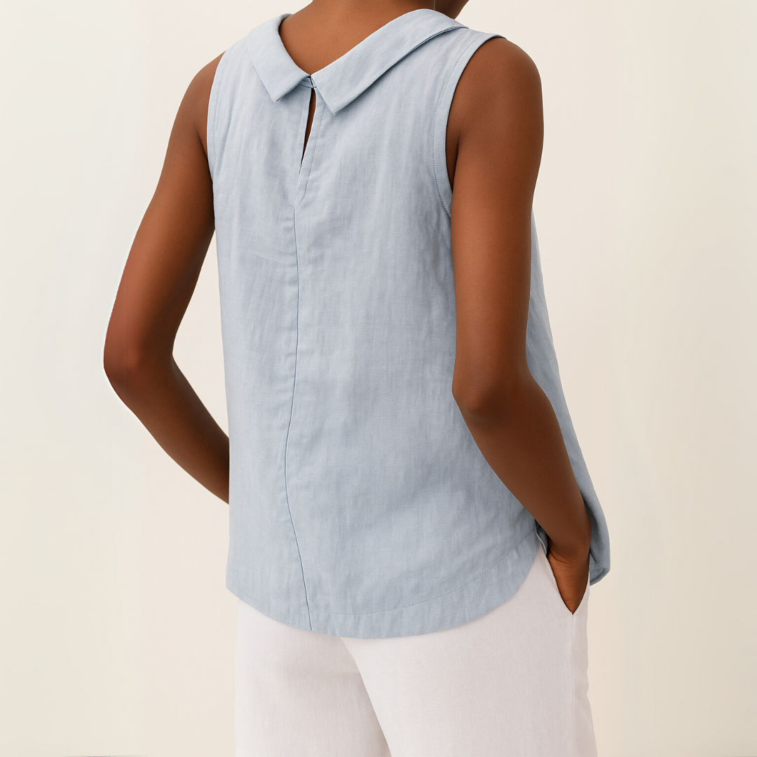 Emily | Elegant Linen Sleeveless Blouse - Picela