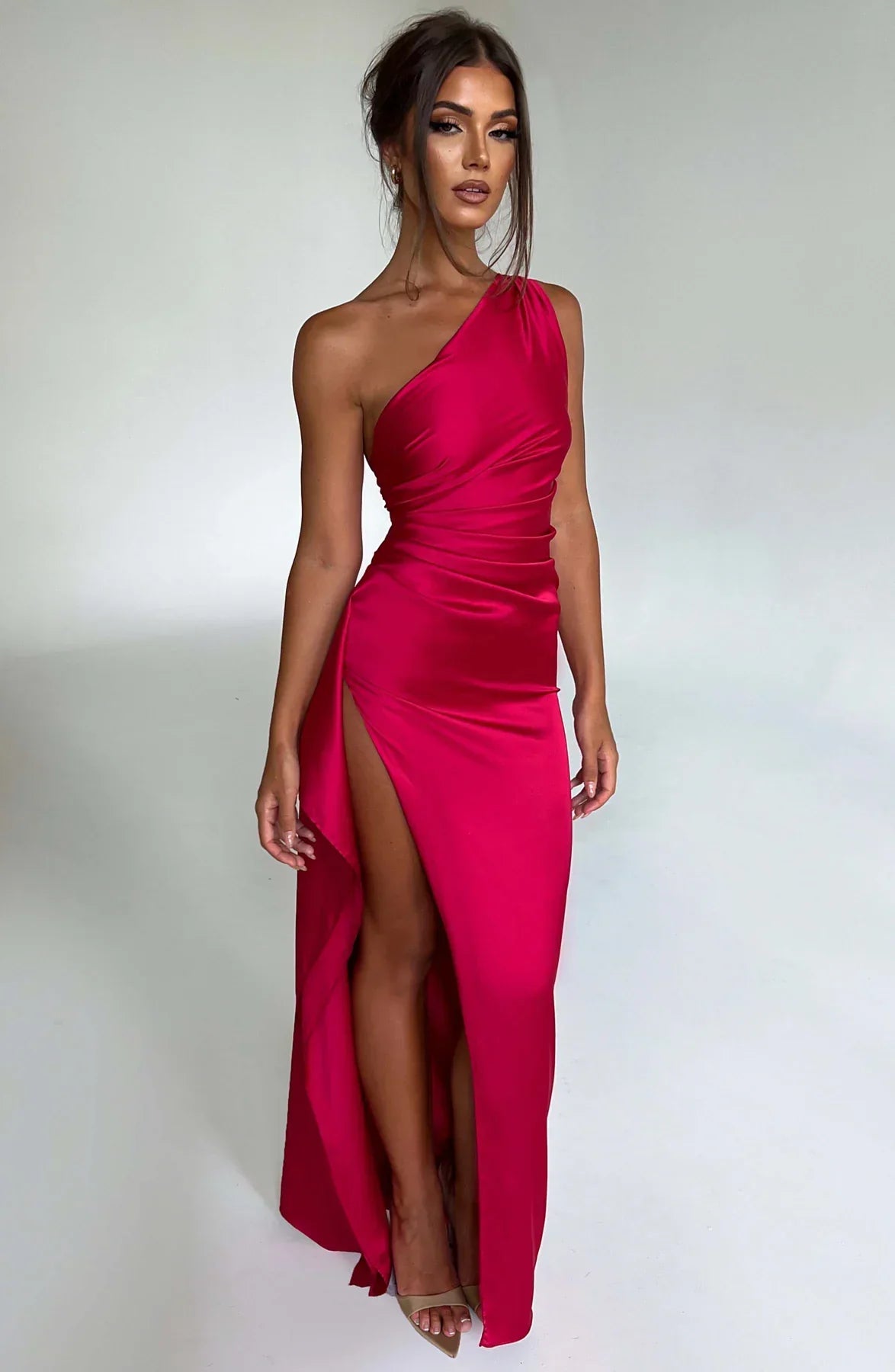 Emily | Elegant Satin One-Shoulder Dress - Picela
