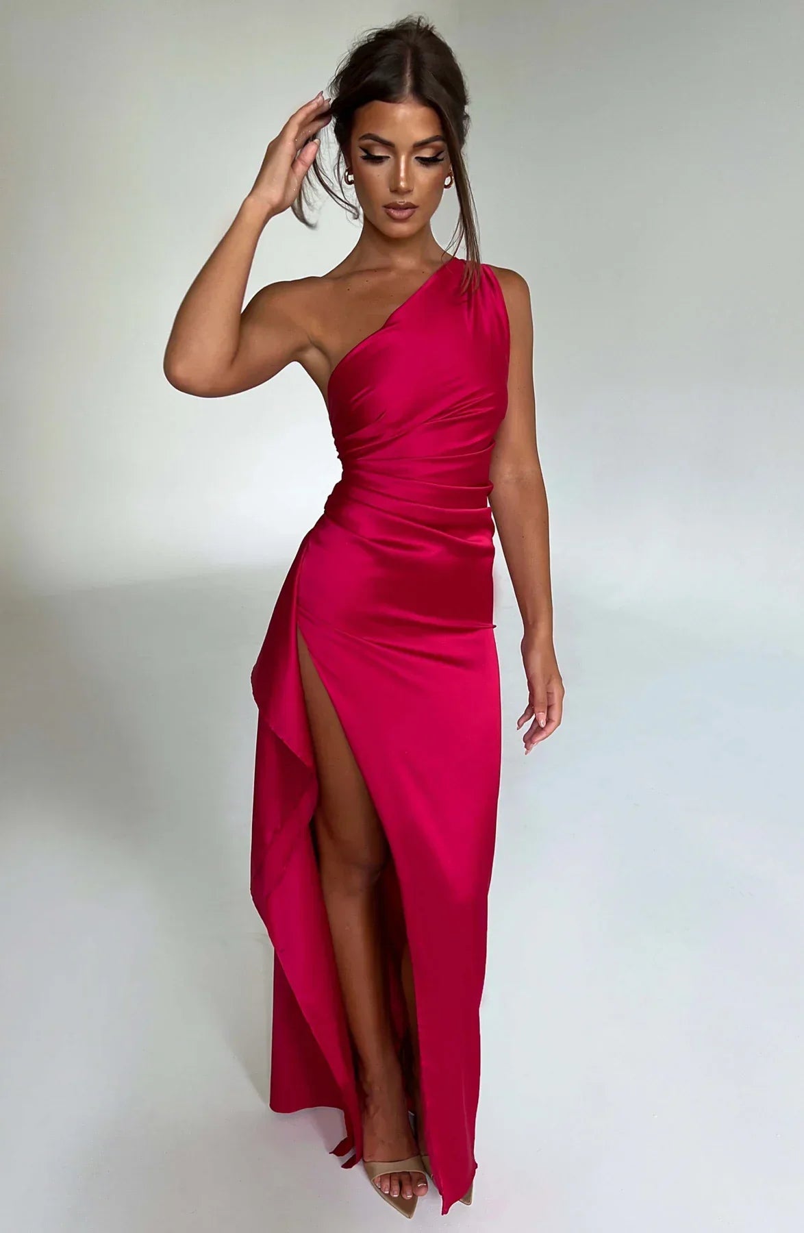 Emily | Elegant Satin One-Shoulder Dress - Picela