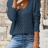 Elaine | Elegant Pointelle V-Neck Sweater