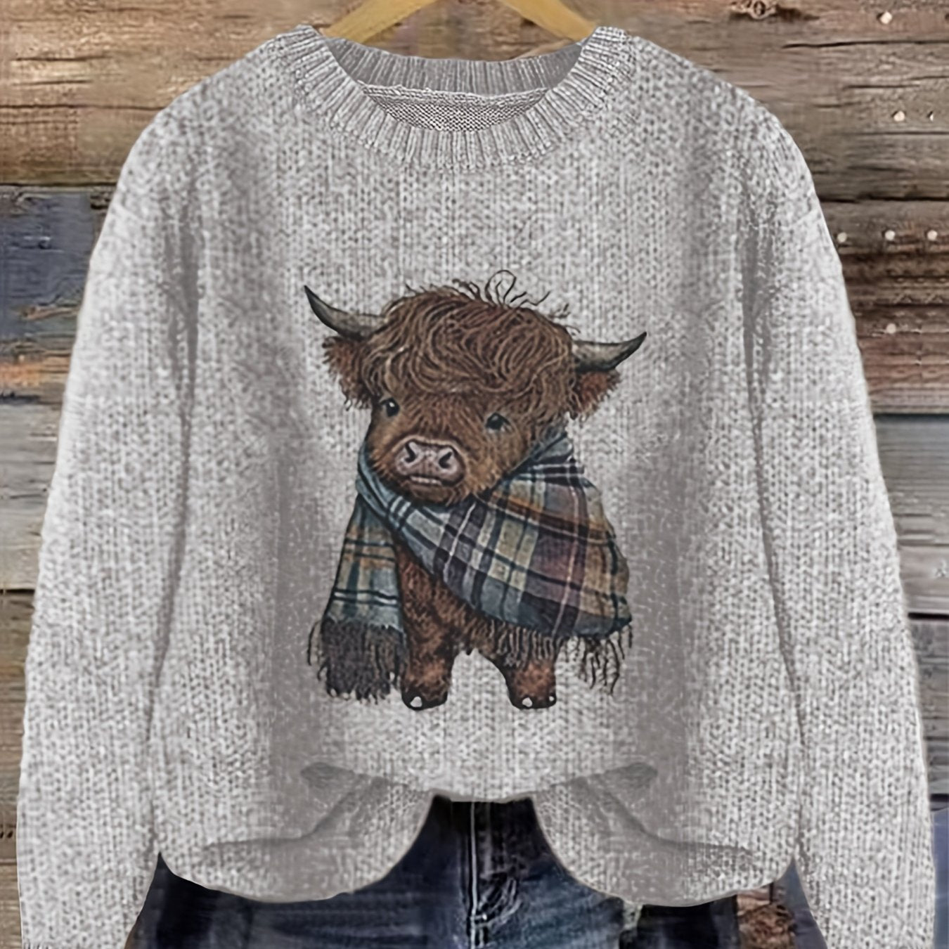 Gretchen | Stylish Highland Cow Sweater - Picela