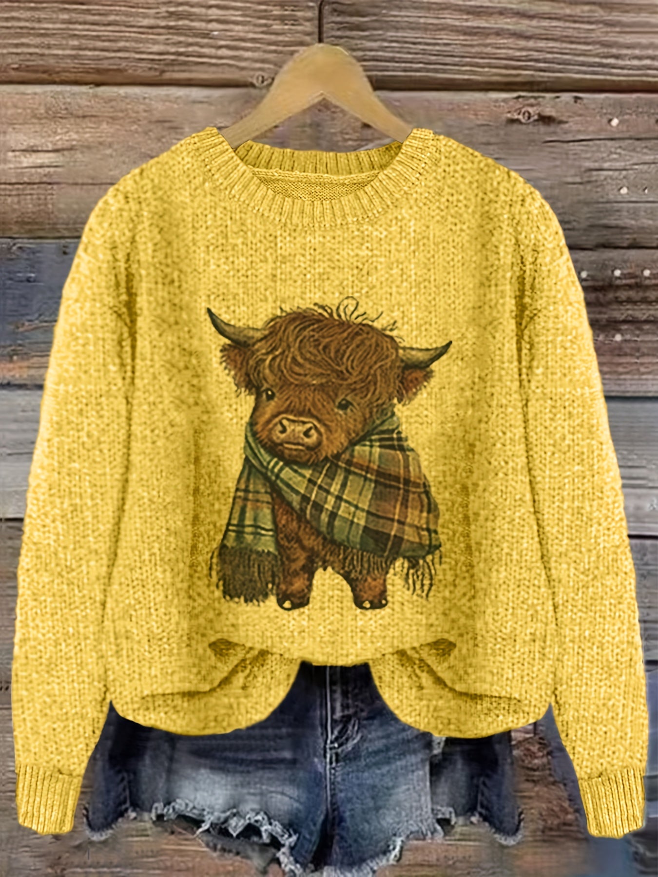 Gretchen | Stylish Highland Cow Sweater - Picela