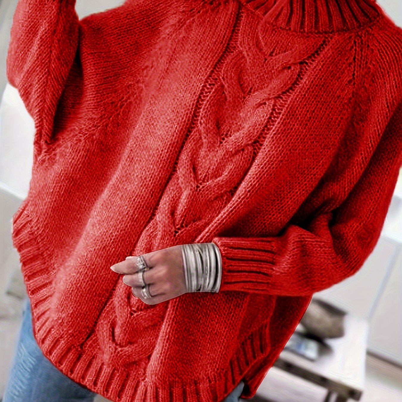 Gwendolyn | Elegant Cable-Knit Poncho Sweater - Picela