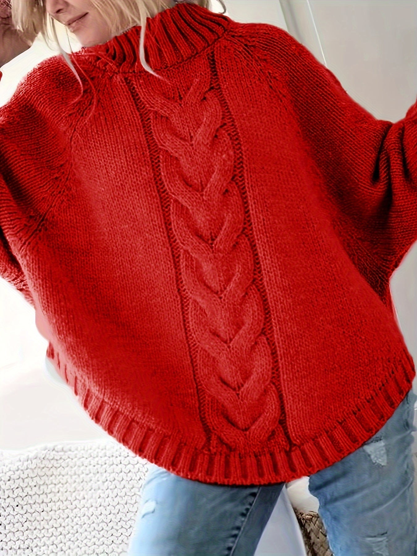 Gwendolyn | Elegant Cable-Knit Poncho Sweater - Picela