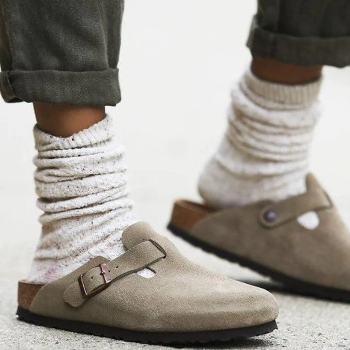 Heather | Comfortable Suede Buckle Sandals - Picela