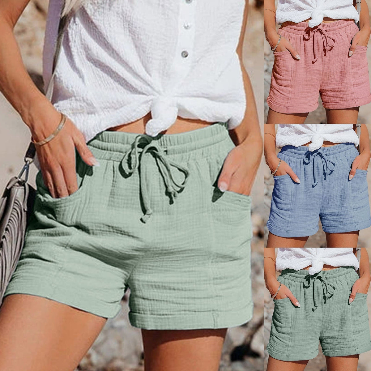 Heather | Effortless Cotton Drawstring Shorts - Picela