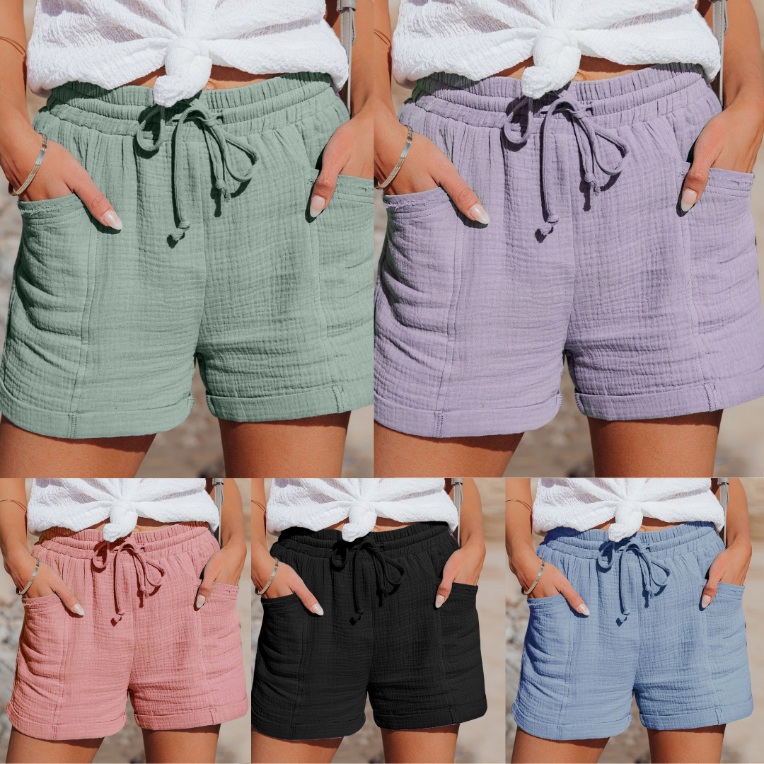 Heather | Effortless Cotton Drawstring Shorts - Picela