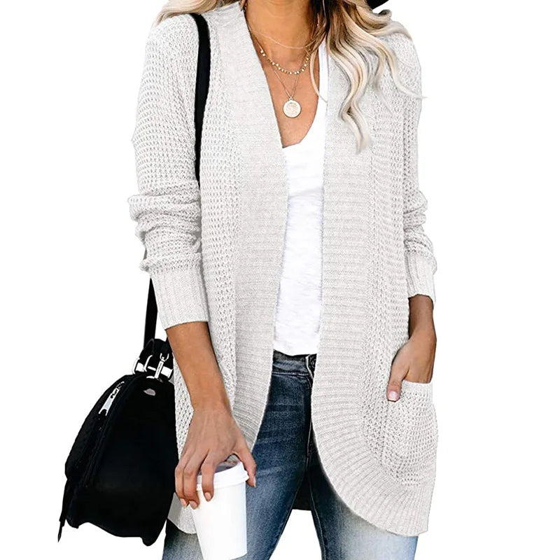 Jennifer | Cozy Waffle Knit Cardigan - Picela