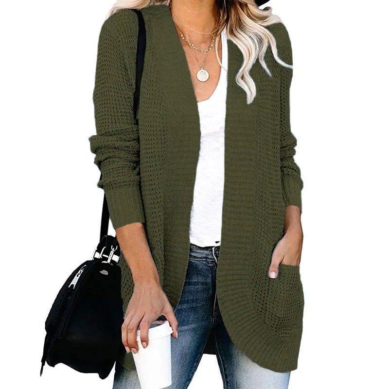 Jennifer | Cozy Waffle Knit Cardigan - Picela