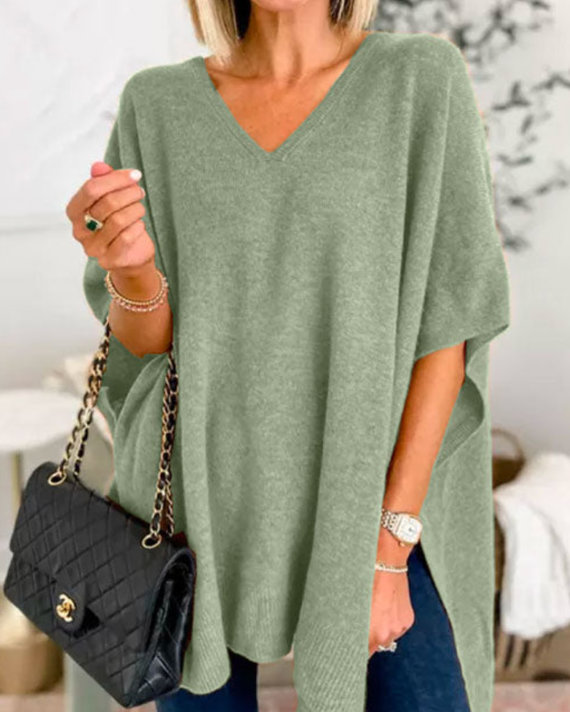 Jennifer | Elegant Oversized V-Neck Sweater - Picela