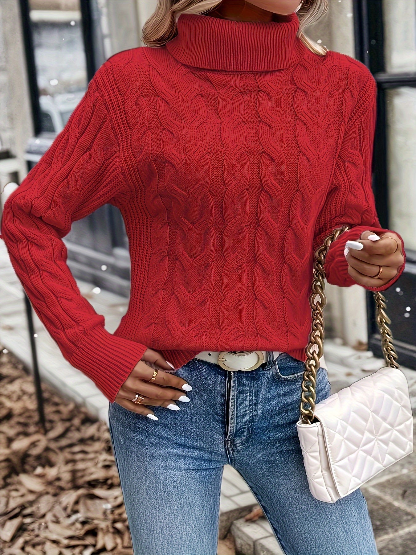 Jessica | Elegant Cable-Knit Turtleneck Sweater - Picela