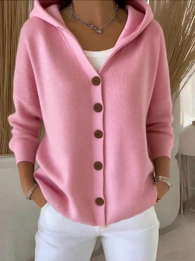 Jessica | Elegant Hooded Button-Front Cardigan - Picela
