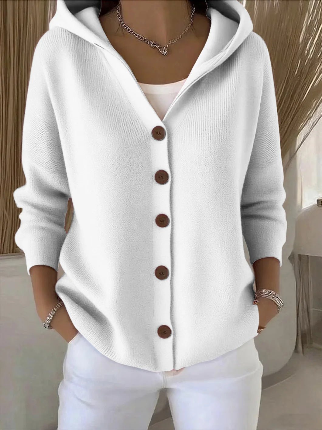 Jessica | Elegant Hooded Button-Front Cardigan - Picela