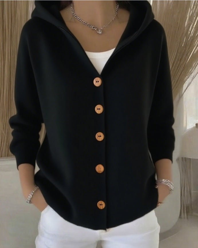 Jessica | Elegant Hooded Button-Front Cardigan - Picela