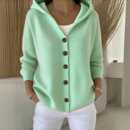 Jessica | Elegant Hooded Button-Front Cardigan - Picela