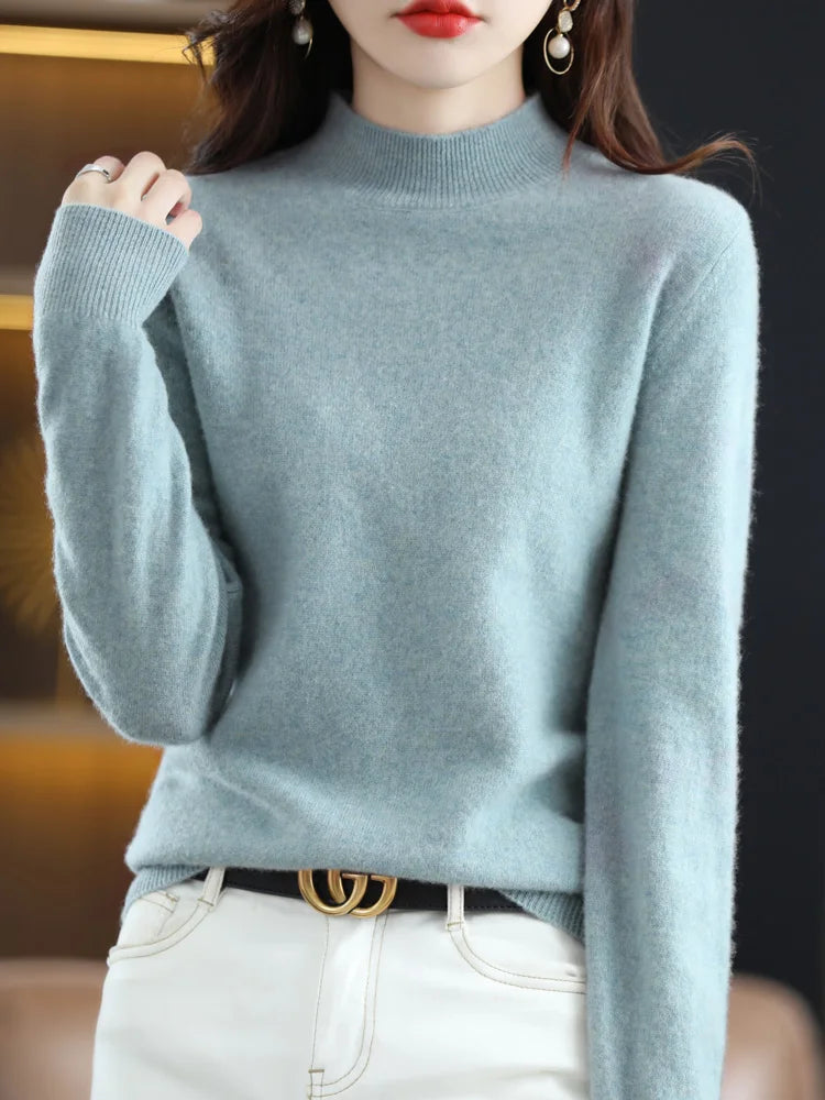 Jessica | Elegant Mock-Neck Fitted Sweater - Picela